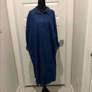 Ashley Stewart Indigo Denim Shirt Dress